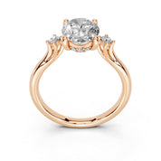 Oval Petite Side Stone Solitaire lab-grown diamond ring in rose gold