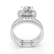 Asscher Halo with Double Pavé Band lab-grown diamond ring in rose gold