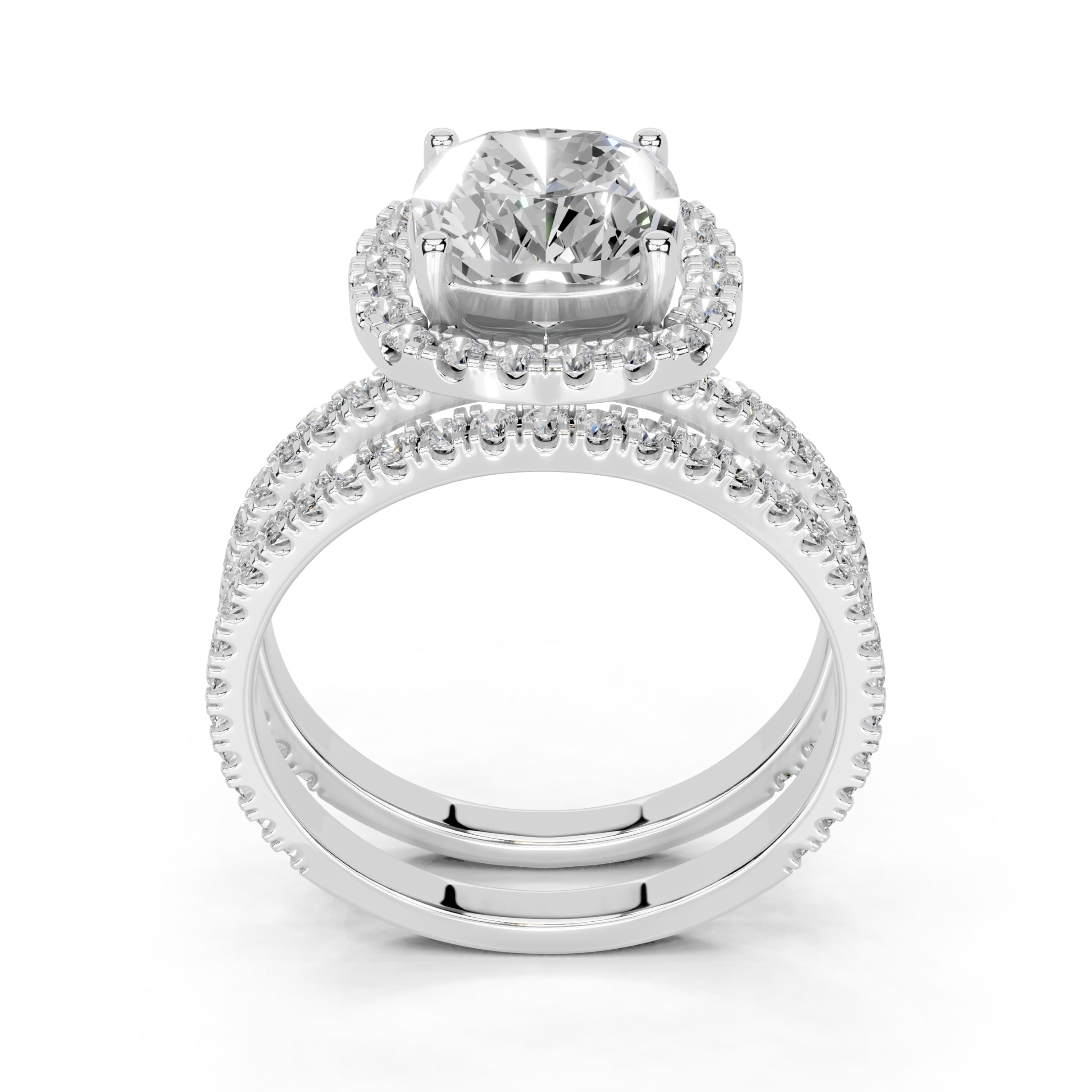 Asscher Halo with Double Pavé Band lab-grown diamond ring in rose gold