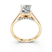 Radiant Hidden Pavé Cathedral lab-grown diamond ring in yellow gold