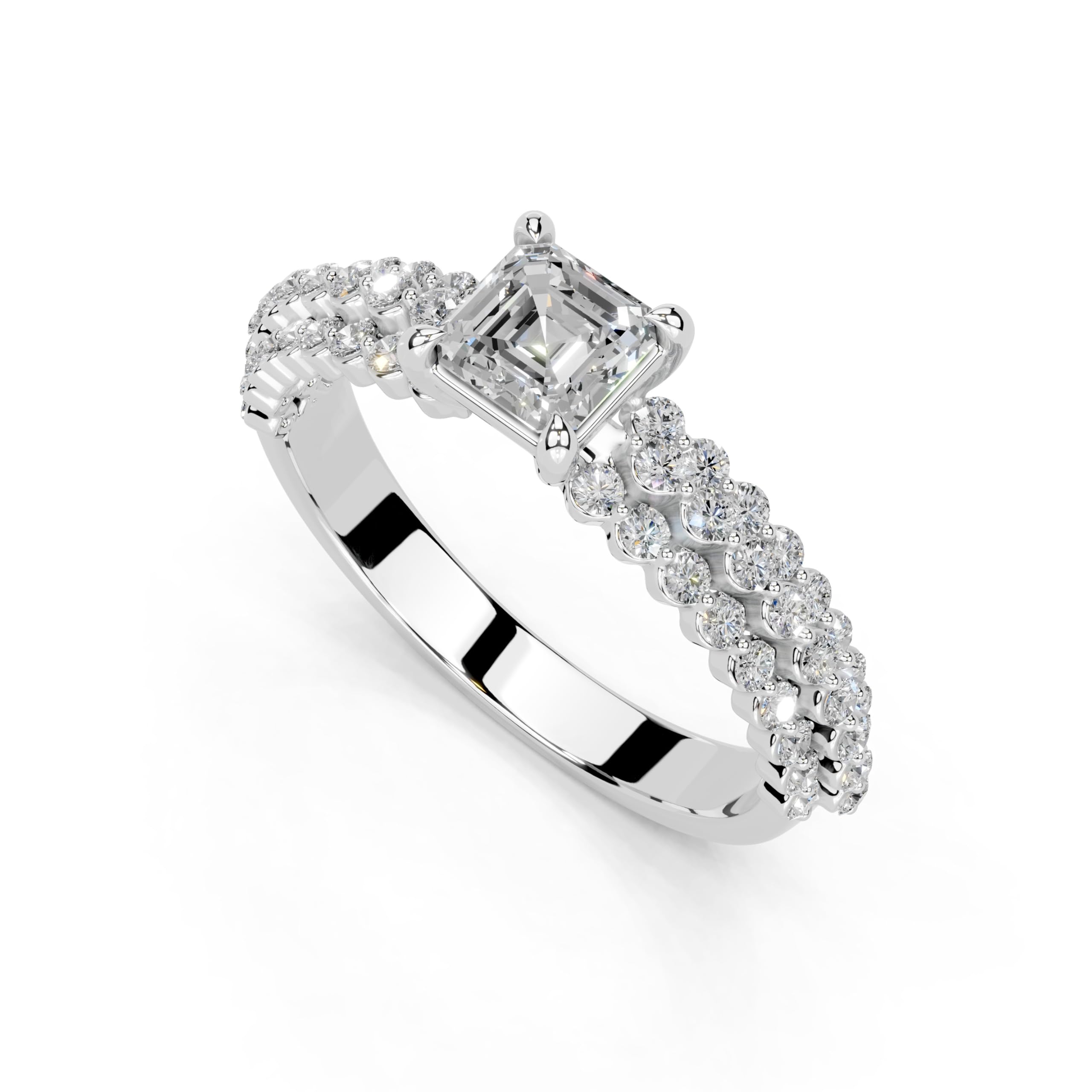 Asscher Multi-Row Pavé lab-grown diamond ring in rose gold