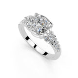 Cushion Marquise Side Stone Pavé Lab-Grown Diamond Engagement Ring