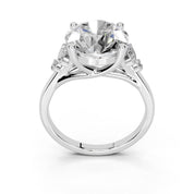 Round Marquise Cluster Side Stone lab-grown diamond ring in white gold / platinum