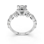 Asscher Fancy Side Stone lab-grown diamond ring in white gold / platinum