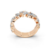 Pear and Round Cluster Band lab-grown diamond band in rose gold