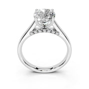 Cushion Hidden Pavé Cathedral lab-grown diamond ring in white gold / platinum