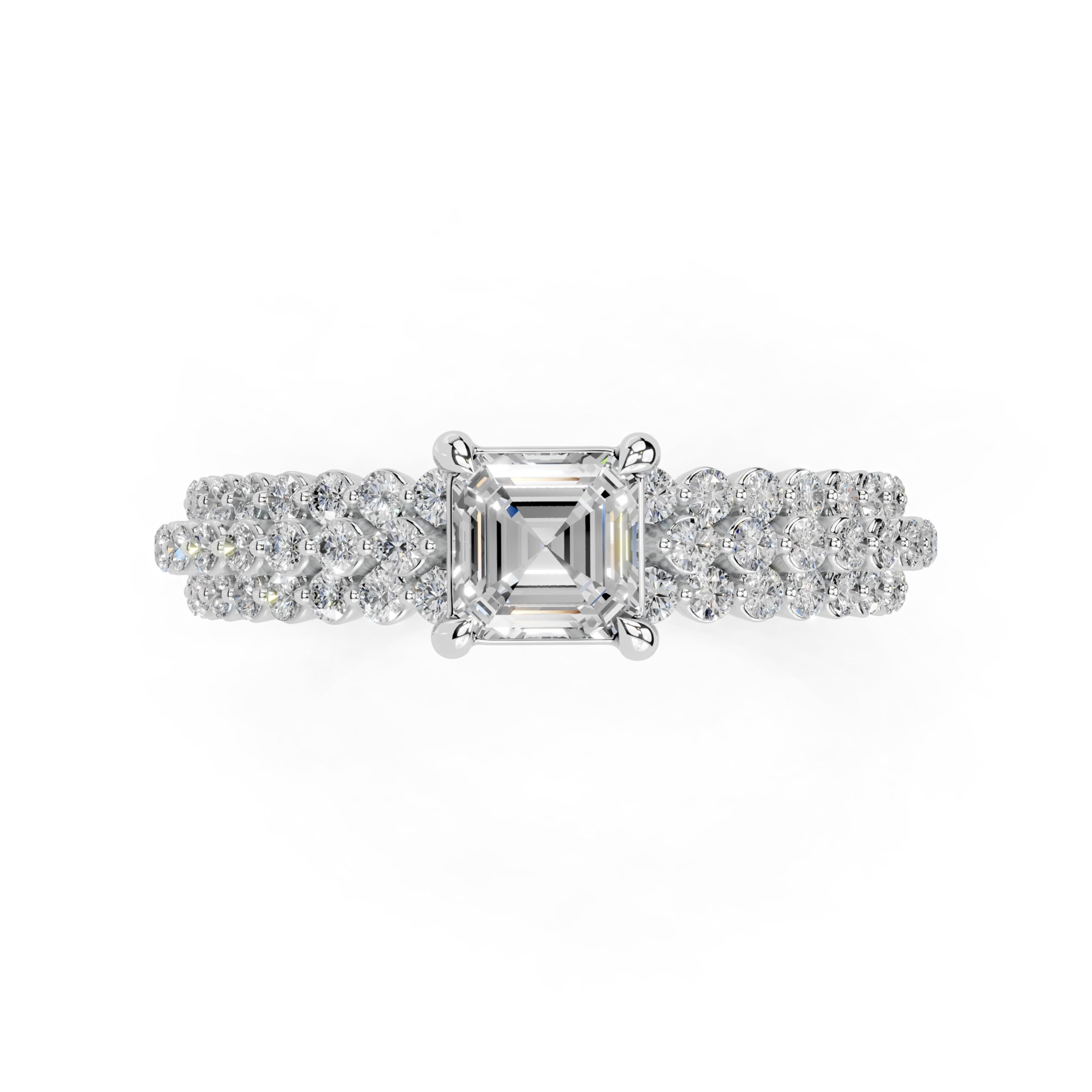 Asscher Multi-Row Pavé lab-grown diamond ring in rose gold