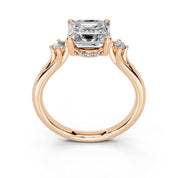 Asscher Petite Side Stone Solitaire lab-grown diamond ring in rose gold