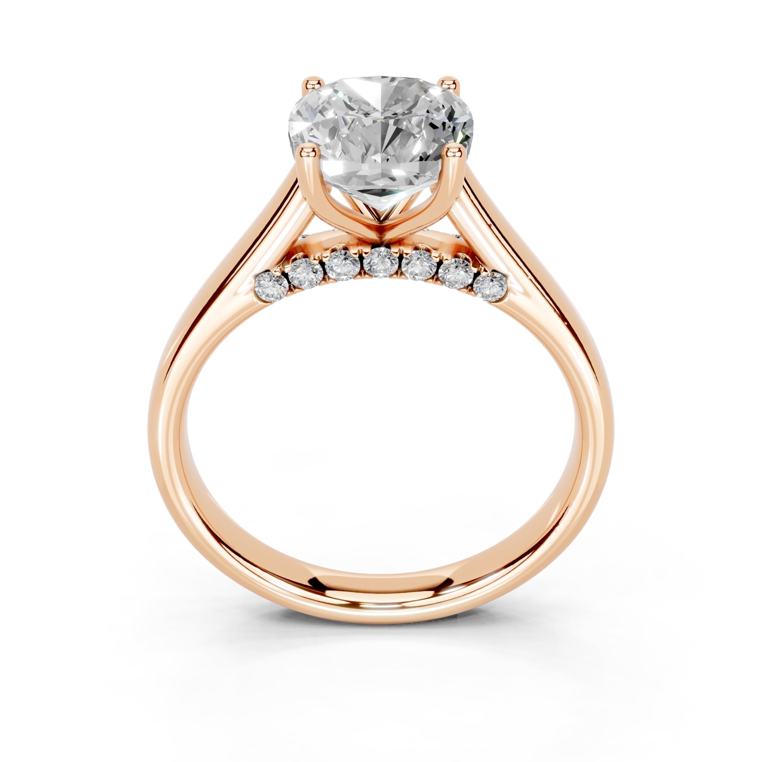 Cushion Hidden Pavé Cathedral lab-grown diamond ring in rose gold