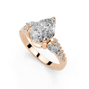 Pear Marquise Side Stone Pavé lab-grown diamond ring in rose gold