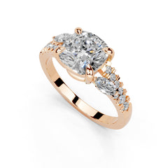 Cushion Marquise Side Stone Pavé Lab-Grown Diamond Engagement Ring