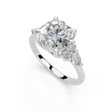 Round Pear Cluster Side Stone Lab-Grown Diamond Engagement Ring