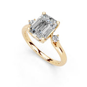 Emerald Petite Side Stone Solitaire lab-grown diamond ring in yellow gold