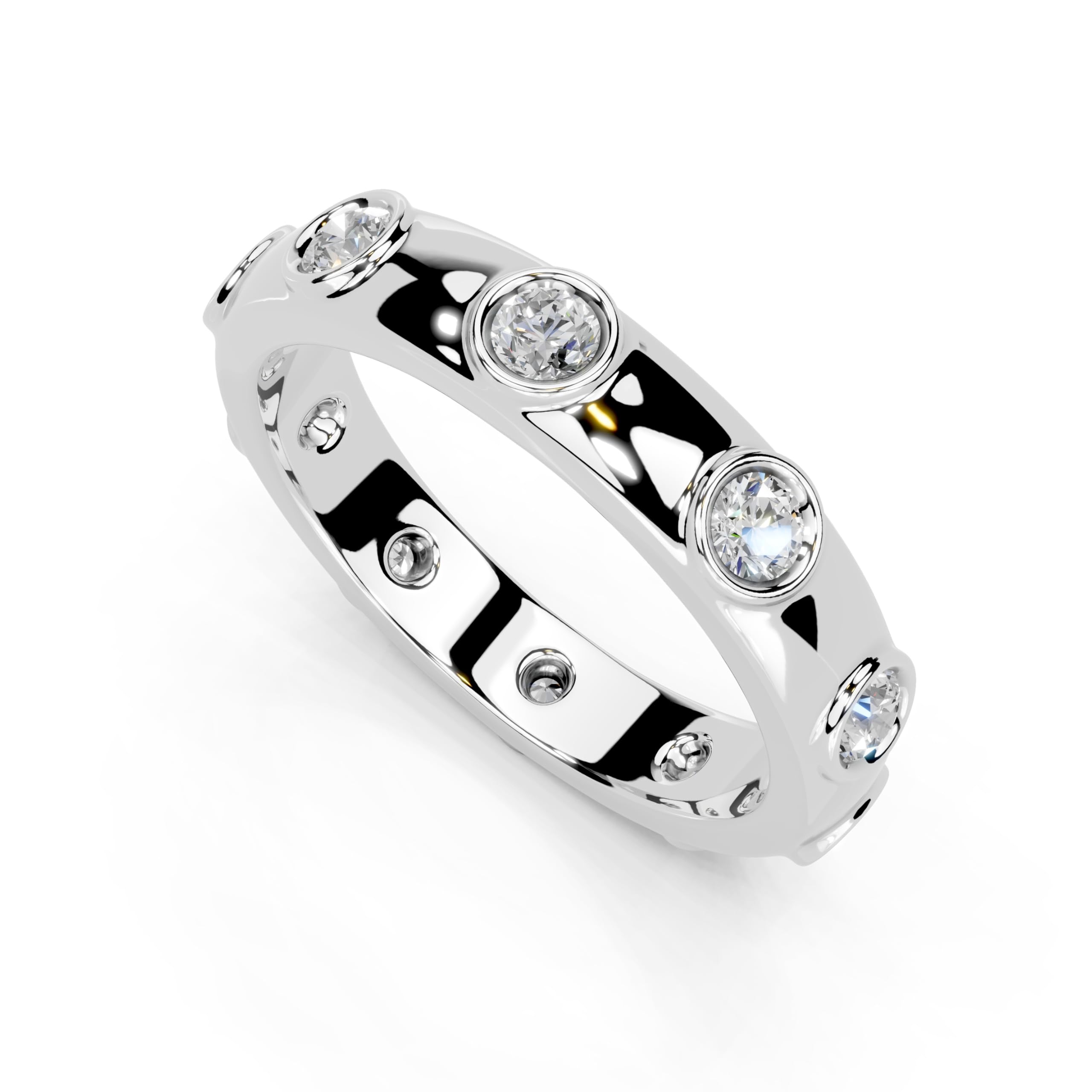 Bezel Station Band lab-grown diamond band in white gold / platinum