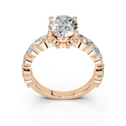 Oval Marquise Accent Band lab-grown diamond ring in rose gold