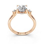 Cushion Petite Side Stone Solitaire lab-grown diamond ring in rose gold