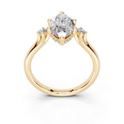 Marquise Petite Side Stone Solitaire lab-grown diamond ring in yellow gold