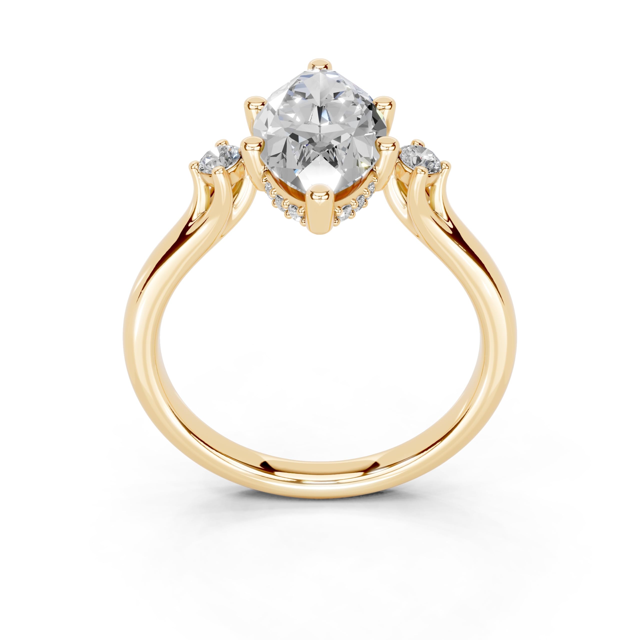 Marquise Petite Side Stone Solitaire lab-grown diamond ring in yellow gold