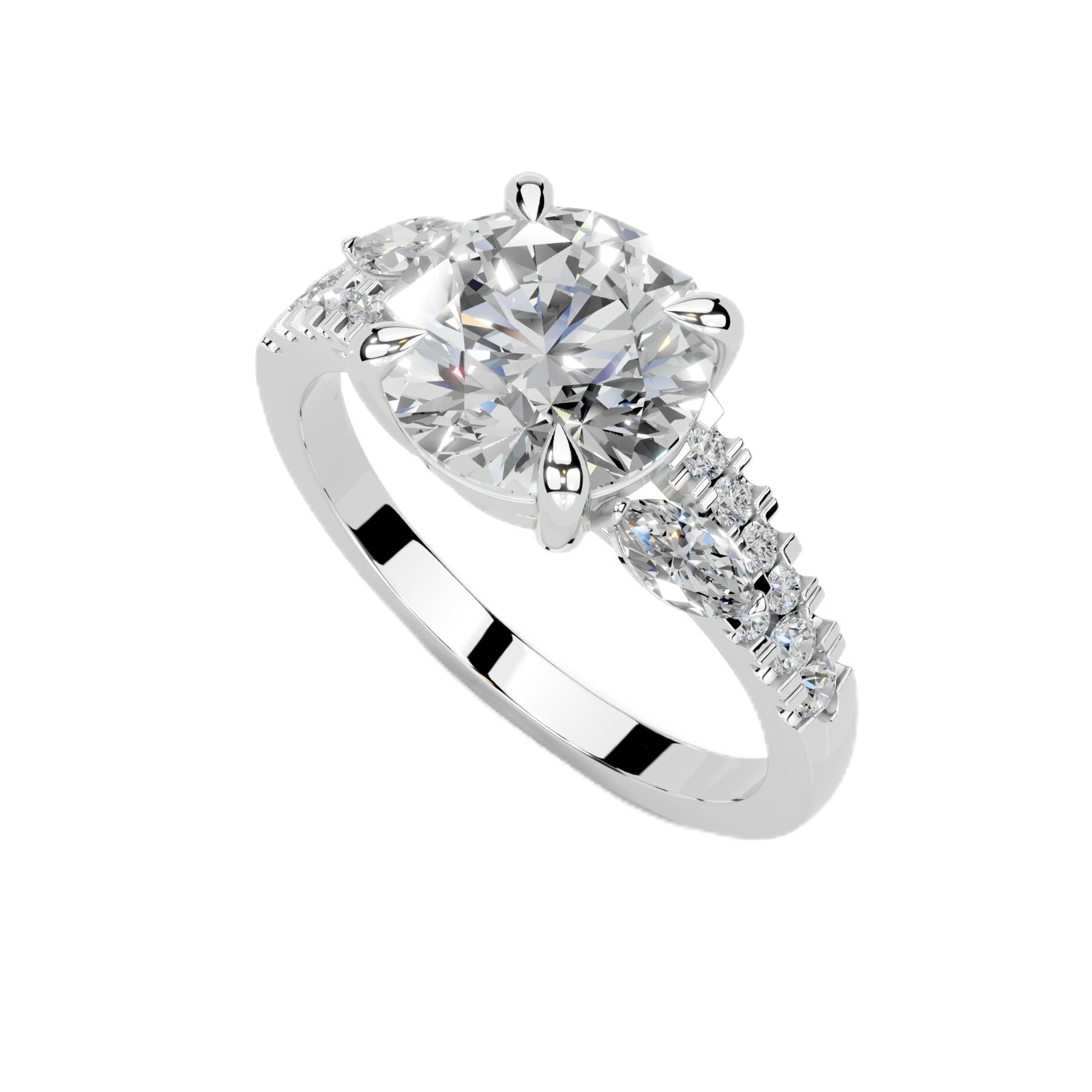 Round Marquise Side Stone Pavé lab-grown diamond ring in rose gold