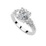 Round Marquise Side Stone Pavé Lab-Grown Diamond Engagement Ring