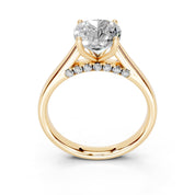 Cushion Hidden Pavé Cathedral lab-grown diamond ring in yellow gold