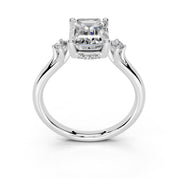 Emerald Petite Side Stone Solitaire lab-grown diamond ring in white gold / platinum