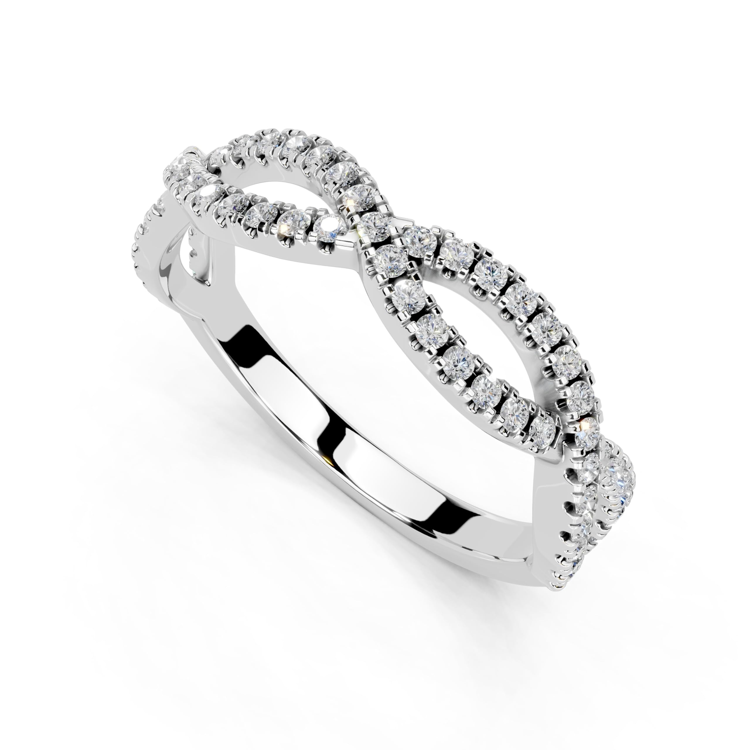 Twisted Pavé Band lab-grown diamond band in white gold / platinum