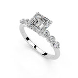 Asscher Scattered Side Stone Lab-Grown Diamond Engagement Ring