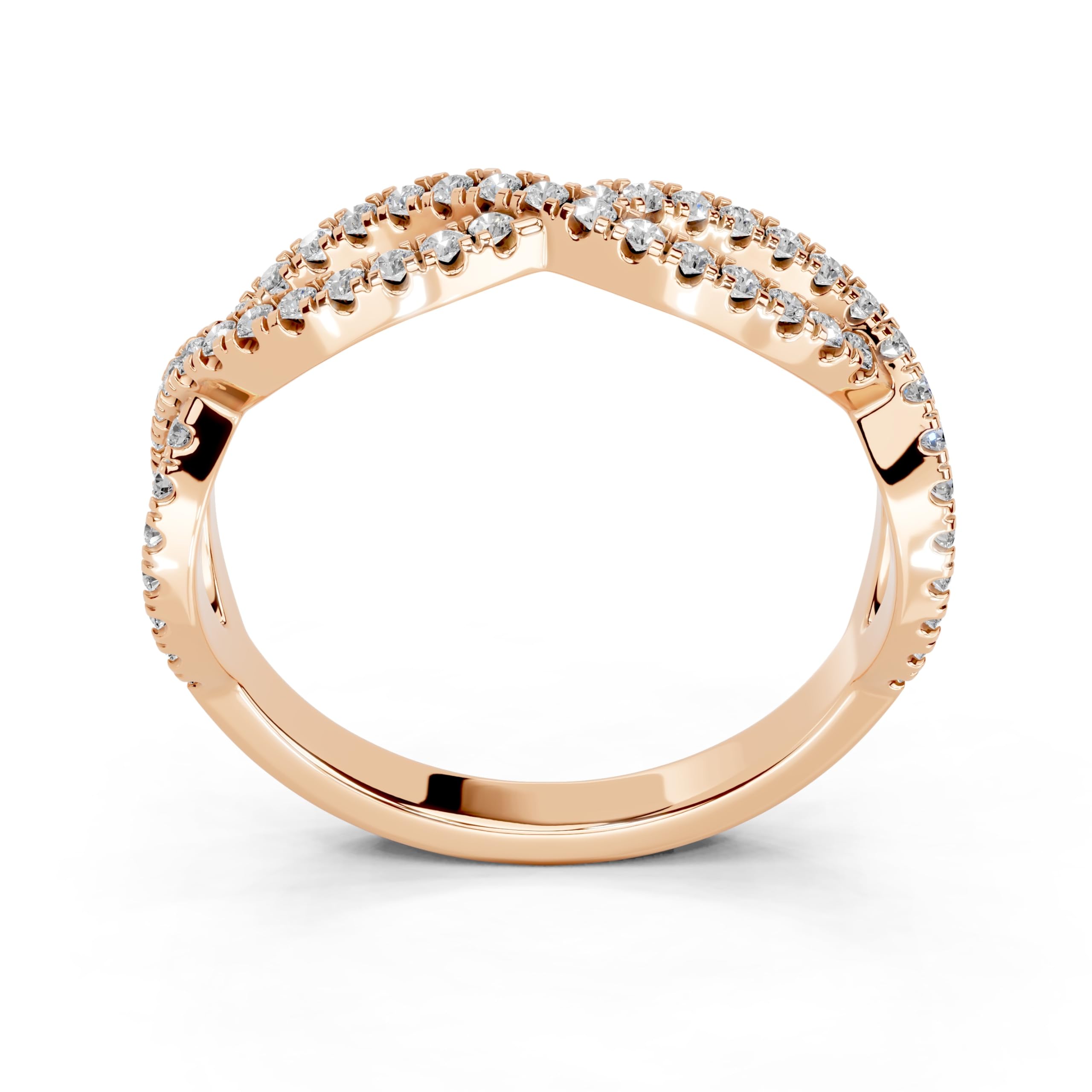 Twisted Pavé Band lab-grown diamond band in rose gold