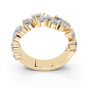 Pear and Round Cluster Band lab-grown diamond band in yellow gold