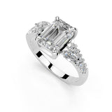 Emerald Marquise Side Stone Pavé Lab-Grown Diamond Engagement Ring