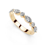 Marquise and Round Half Eternity Band lab-grown diamond band in yellow gold
