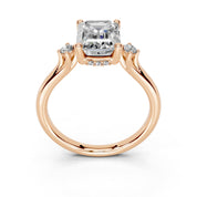Emerald Petite Side Stone Solitaire lab-grown diamond ring in rose gold