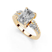 Radiant Marquise Side Stone Pavé lab-grown diamond ring in yellow gold