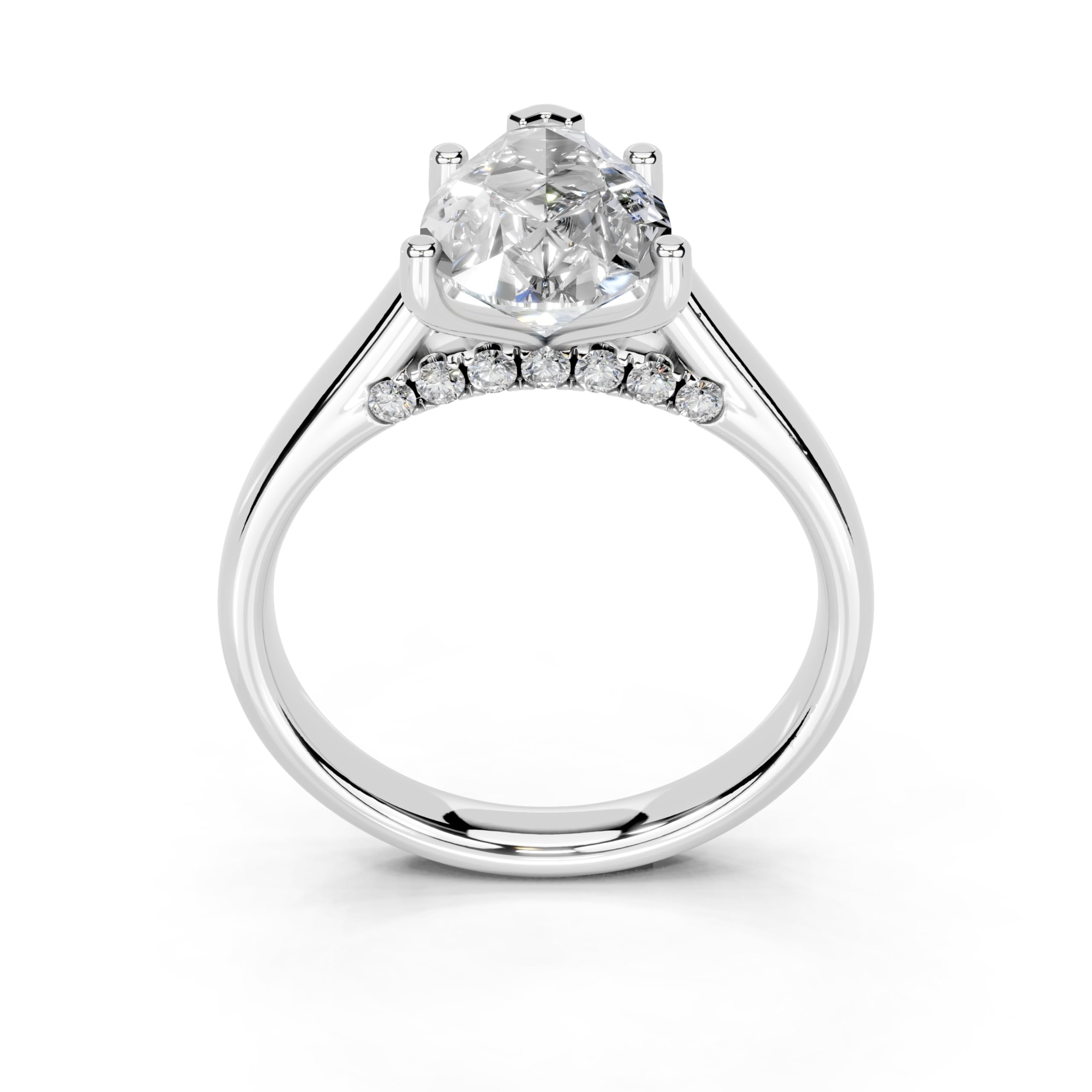 Pear Hidden Pavé Cathedral lab-grown diamond ring in white gold / platinum