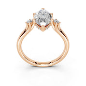 Marquise Petite Side Stone Solitaire lab-grown diamond ring in rose gold