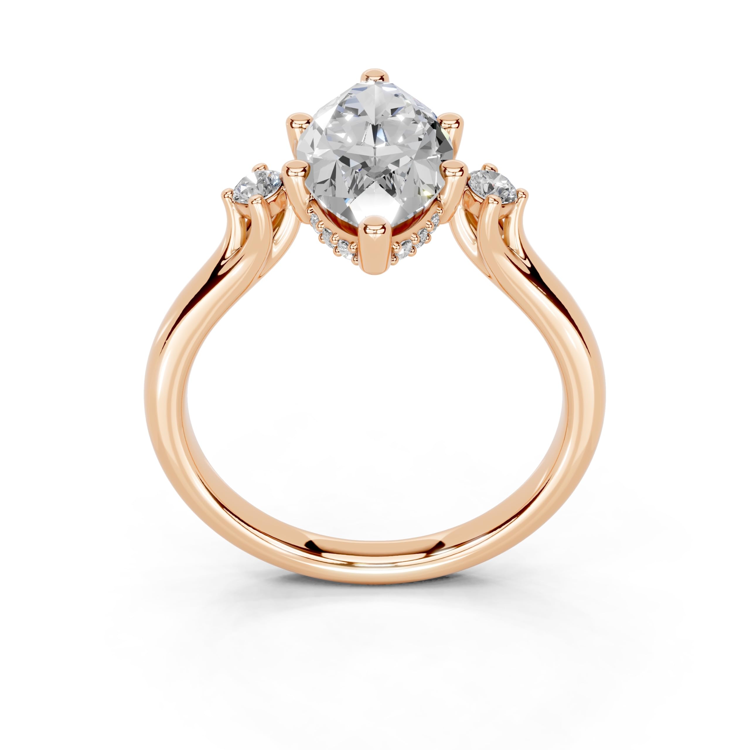 Marquise Petite Side Stone Solitaire lab-grown diamond ring in rose gold