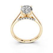 Oval Hidden Pavé Cathedral lab-grown diamond ring in yellow gold