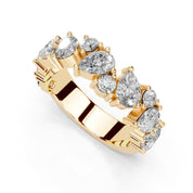 Pear and Round Cluster Band lab-grown diamond band in yellow gold