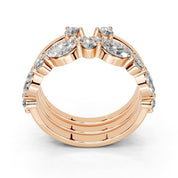 Marquise and Round Stacked Open Band lab-grown diamond band in rose gold