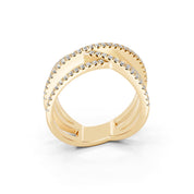 Round Crisscross Pavé Band lab-grown diamond band in yellow gold