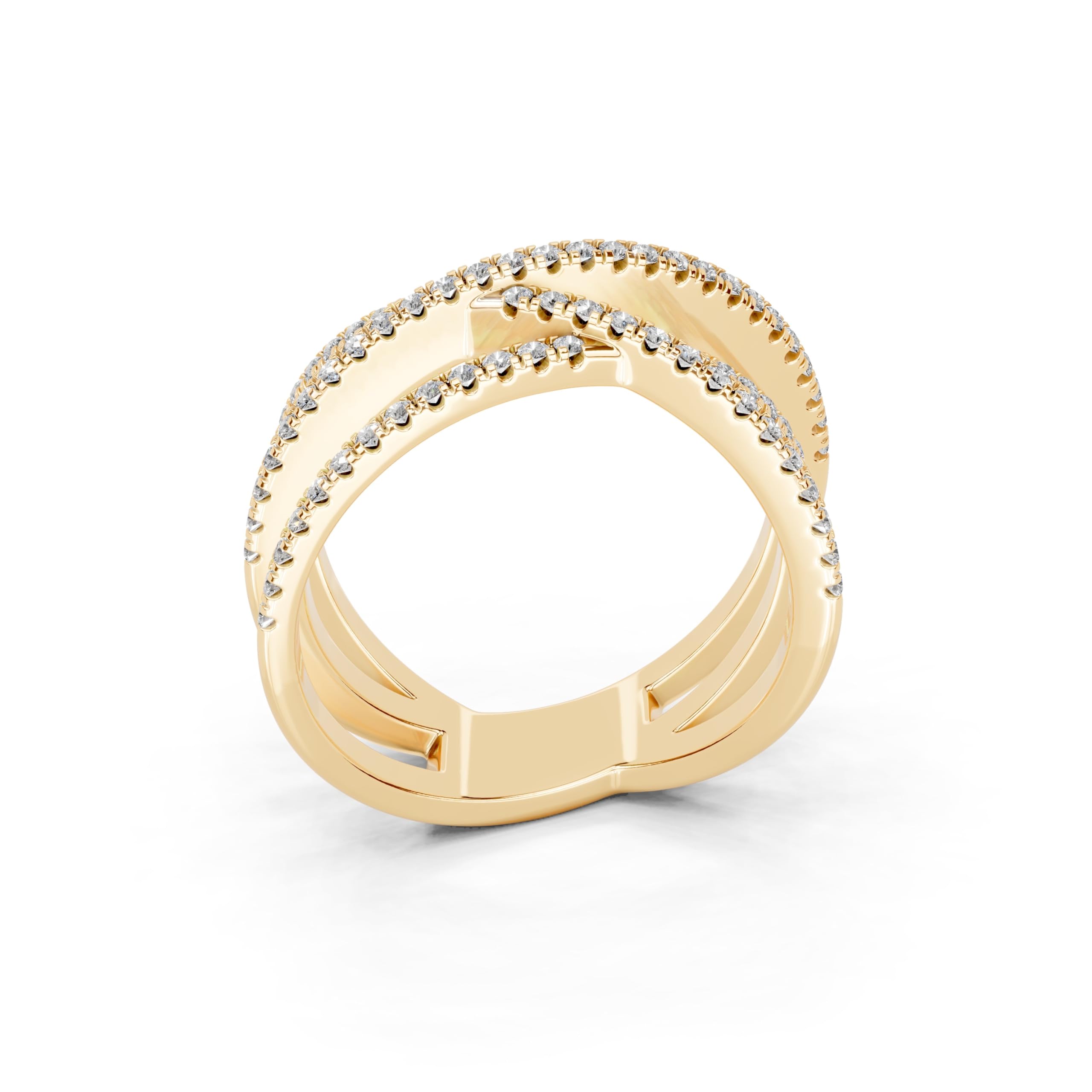 Round Crisscross Pavé Band lab-grown diamond band in yellow gold