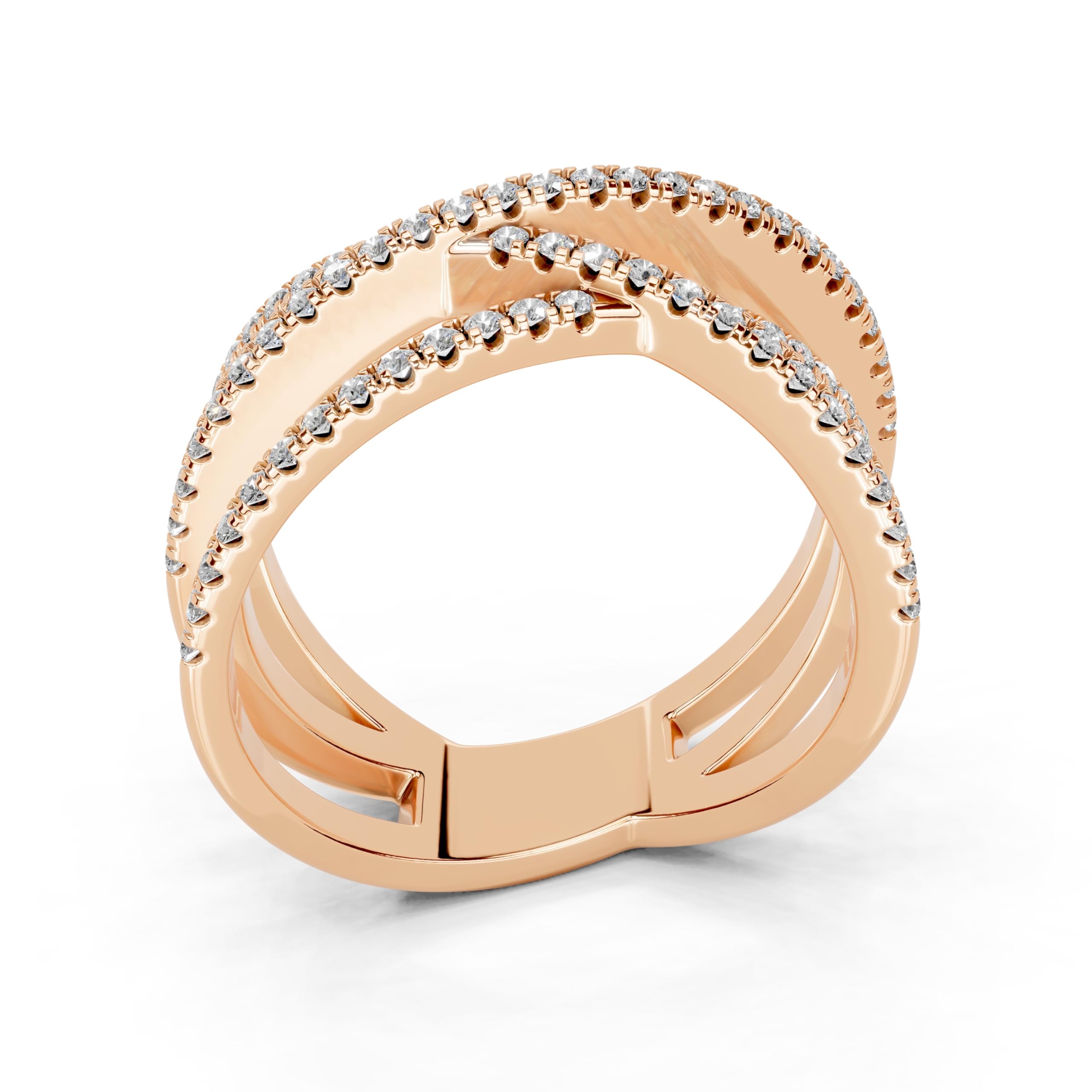 Round Crisscross Pavé Band lab-grown diamond band in rose gold