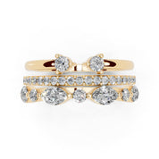 Marquise and Round Stacked Open Band lab-grown diamond band in yellow gold