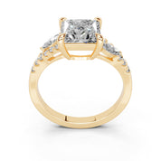 Princess Marquise Side Stone Pavé lab-grown diamond ring in yellow gold