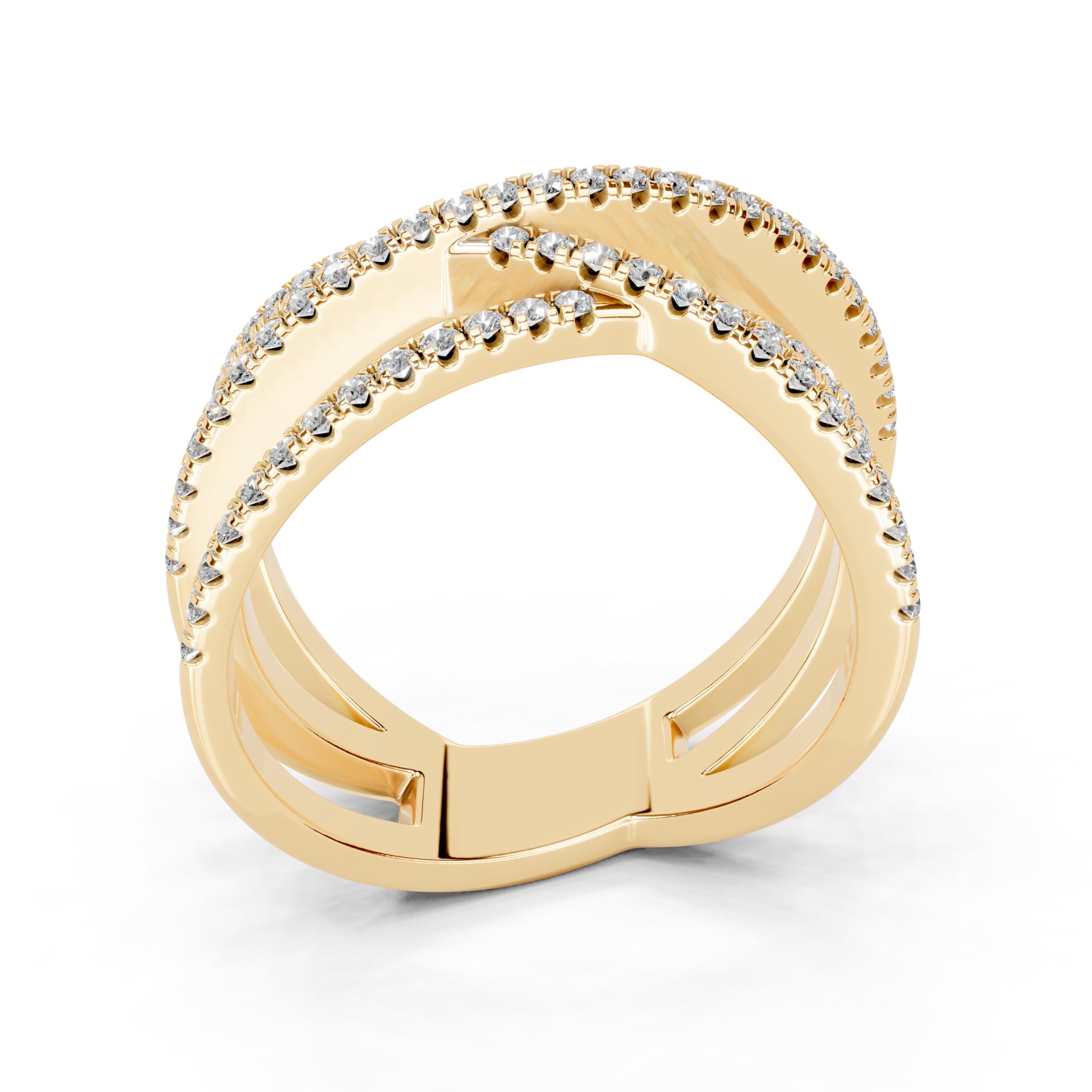 Round Crisscross Pavé Band lab-grown diamond band in yellow gold