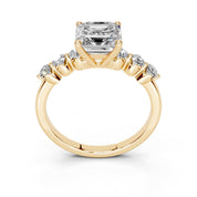 Asscher Scattered Side Stone lab-grown diamond ring in yellow gold