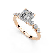 Asscher Scattered Side Stone lab-grown diamond ring in rose gold