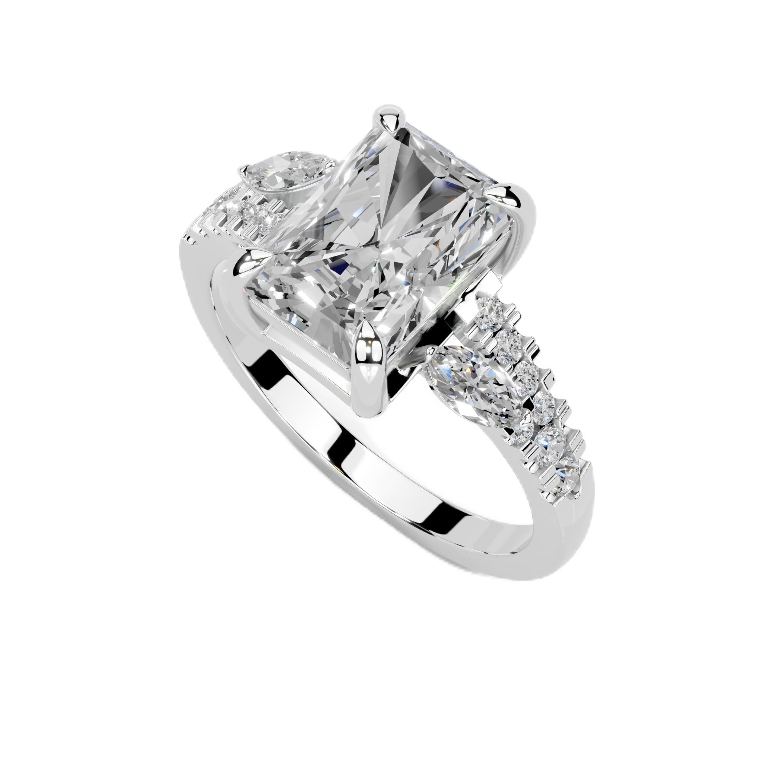 Radiant Marquise Side Stone Pavé lab-grown diamond ring in rose gold