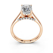 Emerald Hidden Pavé Cathedral lab-grown diamond ring in rose gold